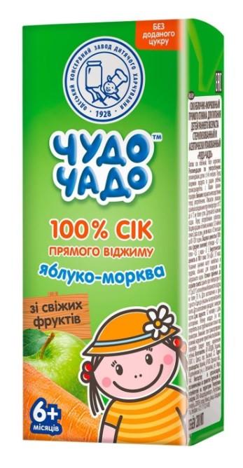 Сік Чудо-Чадо Яблуко-морква неосвітлений NFC slim 200 мл (2482544646)
