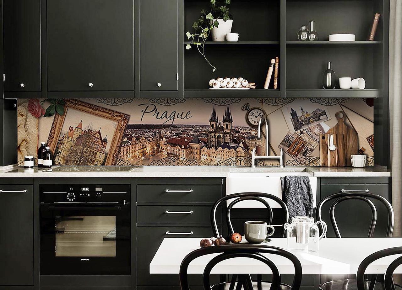 Кухонный фартук Прага из самоклеющейся виниловой пленки 65х250 см Коричневый