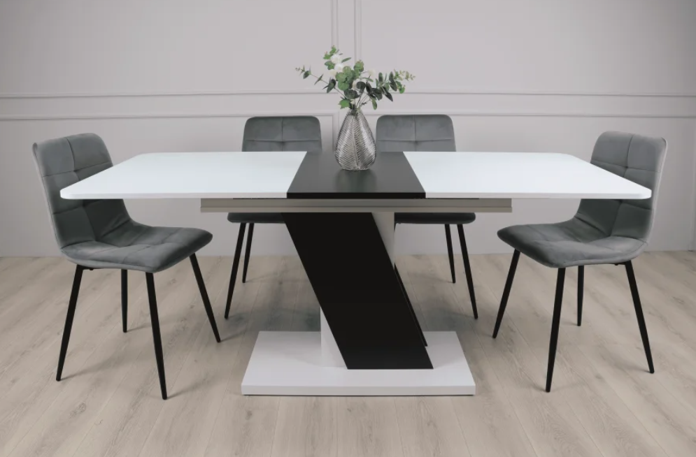 Обеденный стол Carvelo 140-180x80 Белая Аляска/Черный Униколор (32805676) Обеденный стол Carvelo 140-180x80 Белая Аляска/Черный Униколор (32805676)