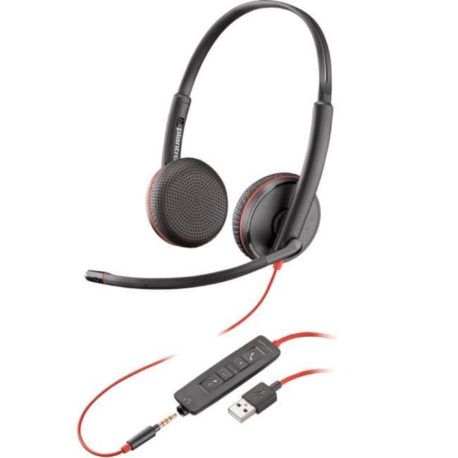 Гарнитура с микрофоном Poly Blackwire C3225 Stereo 3,5 мм USB-A проводная 2,2 м Черный (80S11AA)