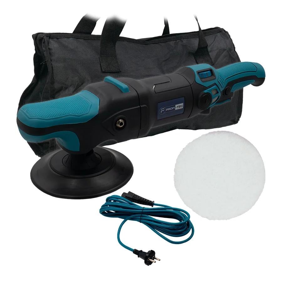 Полировальная роторная машина PROFI-TEC PPM-1515R 1200–1500 Вт/диск 150 мм/600–2500 об/мин/плавный пуск/кабель 6 м/сумка (LO-06593)