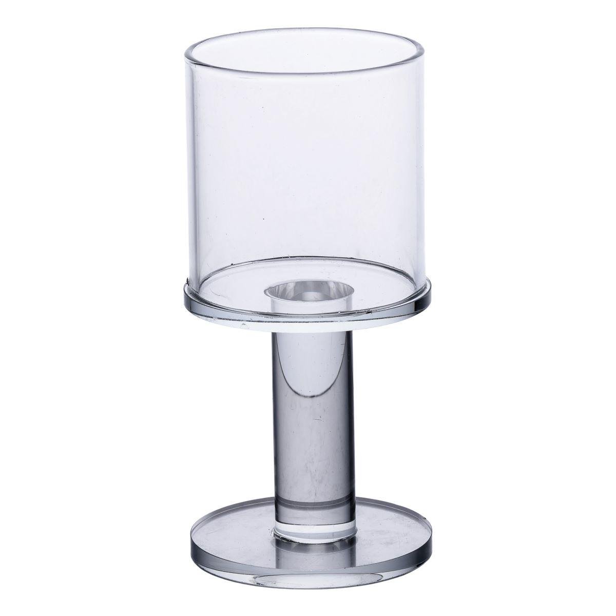 Подсвечник стеклянный на ножке бокал декоративный 6x12,5 см Прозрачный (6930)