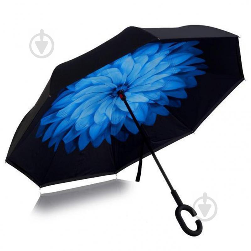 Зонт обратного сложения Up-Brella цветок Черно-синий (2907-9206)