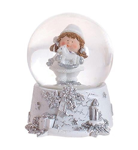 Декоративный водяной шар BonaDi Детки девочка 5,2 см Белый с серебром (913-327)