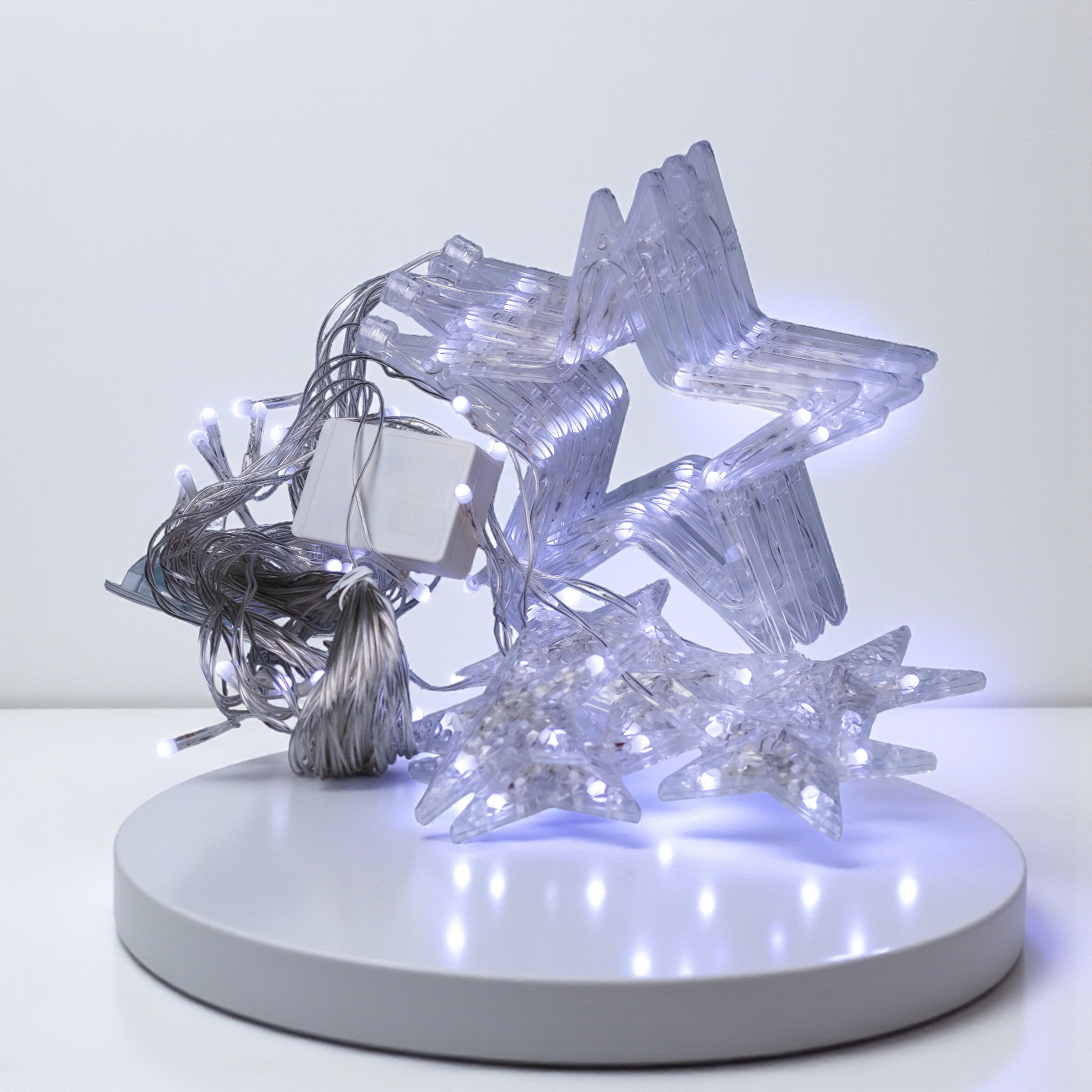 Гирлянда-штора сетевая в форме звездочек 12 фигур 3х0,7 м 108 LED светодиодов Желтый (1733055W)