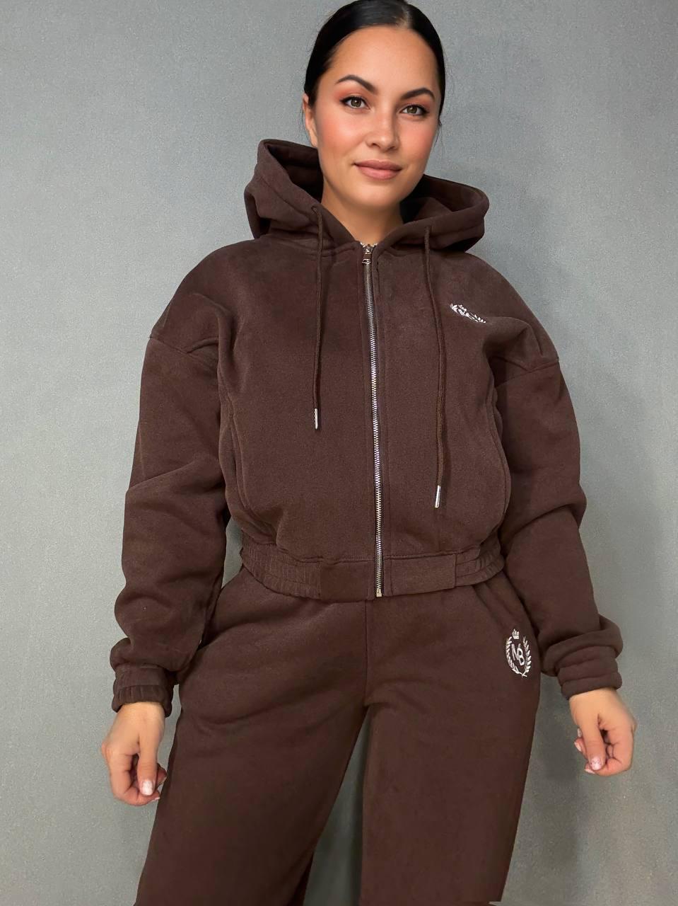 Костюм женский Joy One 80990 утепленный на флисе худи с брюками XL Коричневый (5958) - фото 9 Костюм женский Joy One 80990 утепленный на флисе худи с брюками XL Коричневый (5958) - фото 9