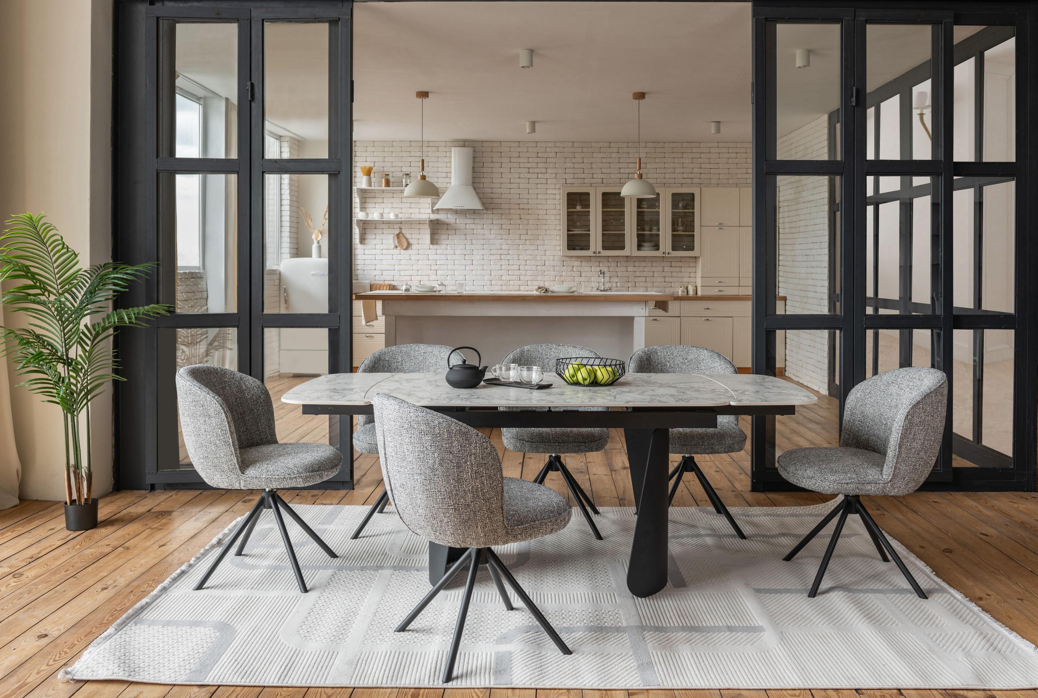 Обідній стіл розсувний Vetro Mebel Нардо 1400/2000х900x760 мм Клауді грей/Чорний TМL-1270) - фото 5