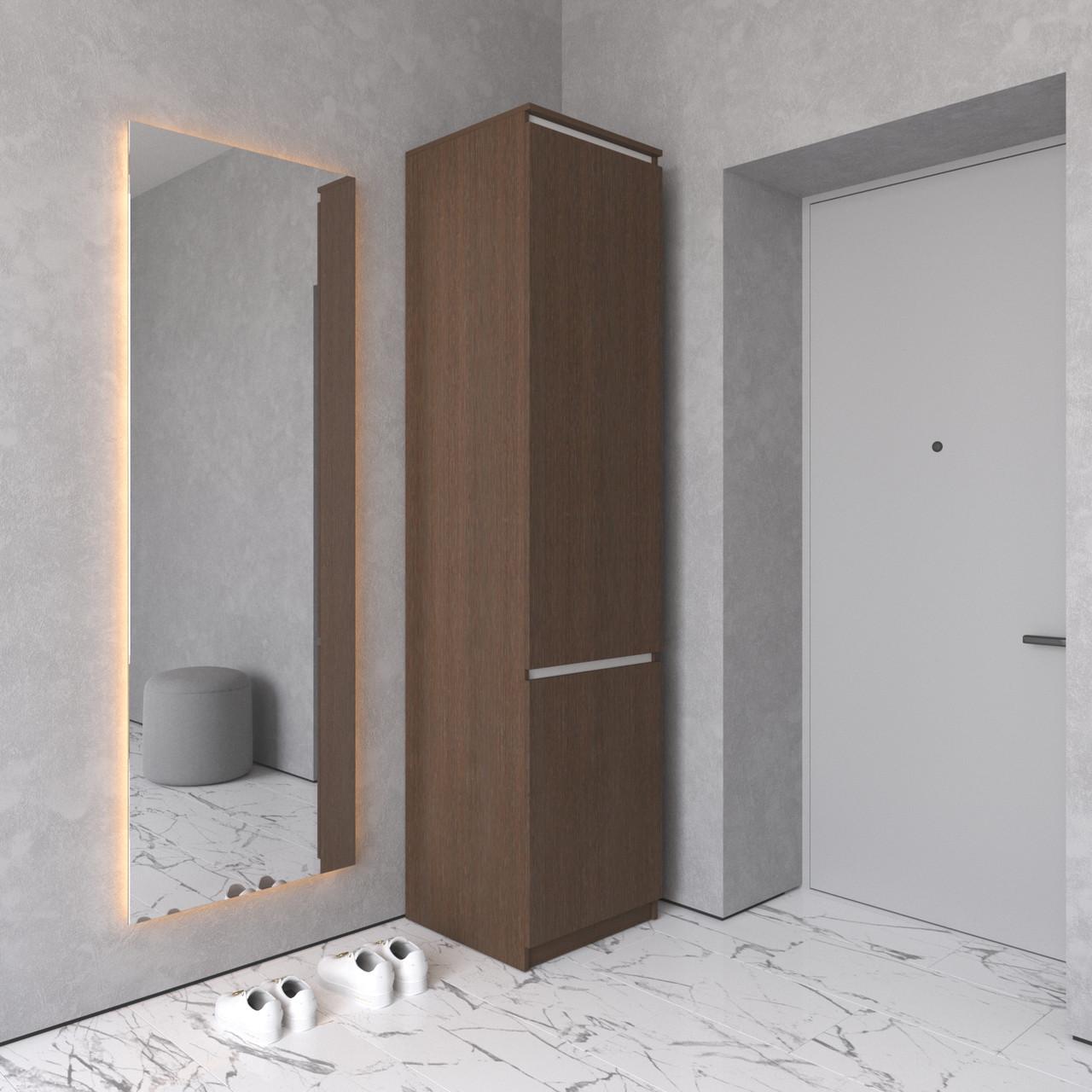 Шафа-пенал Вайс R-21 502х500х2110 мм Венге Темний/Білі планки (30771726) - фото 1 Шафа-пенал Вайс R-21 502х500х2110 мм Венге Темний/Білі планки (30771726) - фото 1