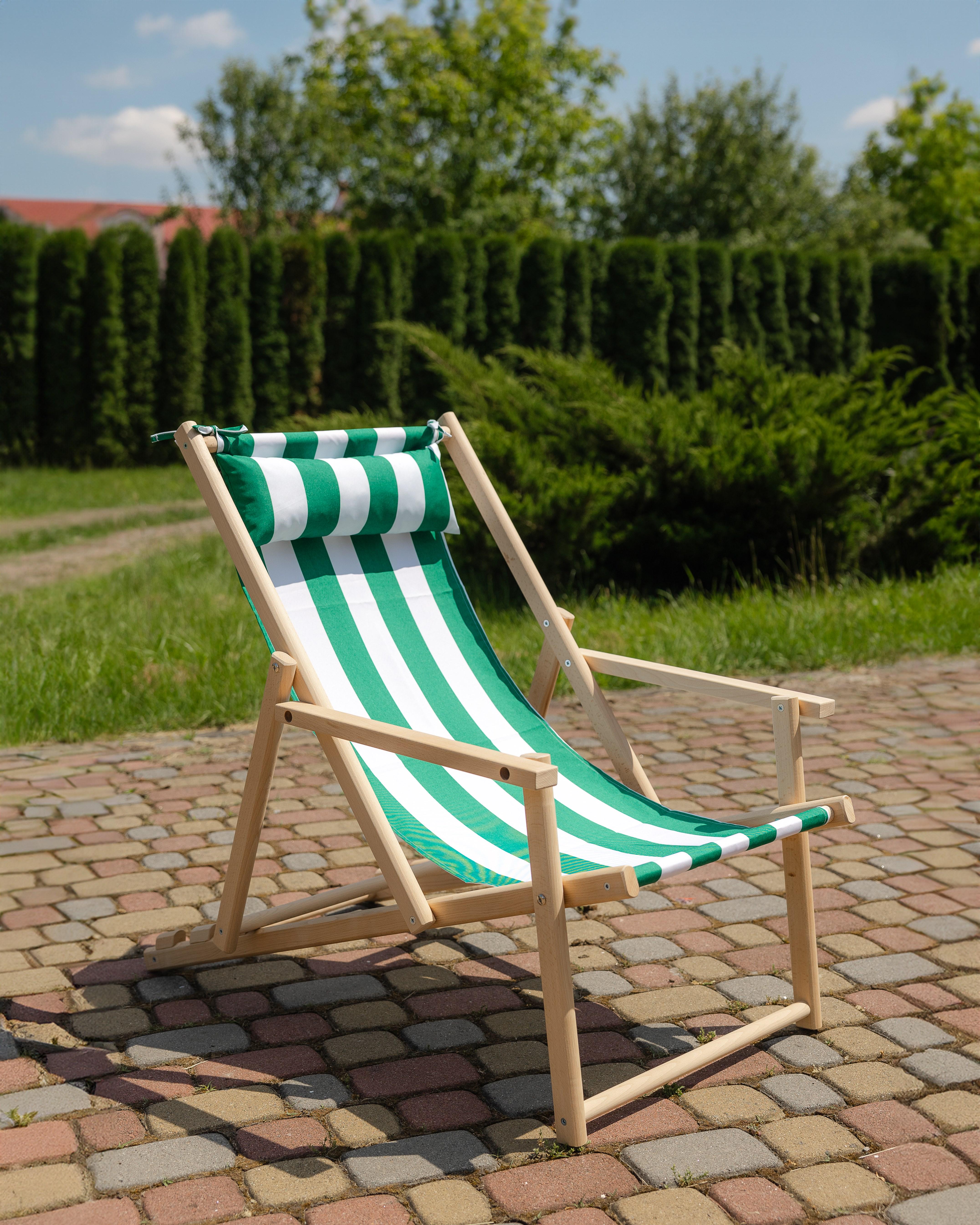 Шезлонг дерев'яний розкладний XRmaster з підлокітниками та підголовником Зелено-білий (0002243) - фото 5 Шезлонг дерев'яний розкладний XRmaster з підлокітниками та підголовником Зелено-білий (0002243) - фото 5