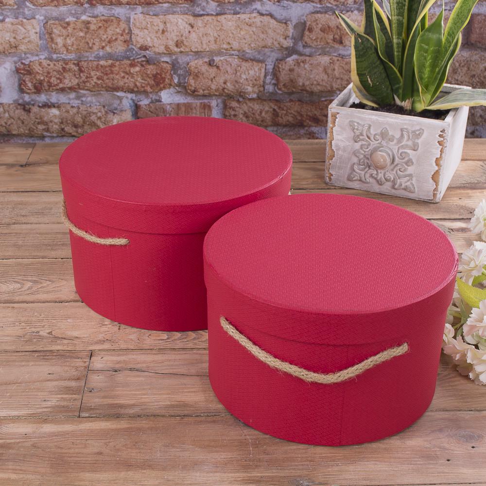 Коробка шляпная со шнурком 2 шт. Красный (4214-2)