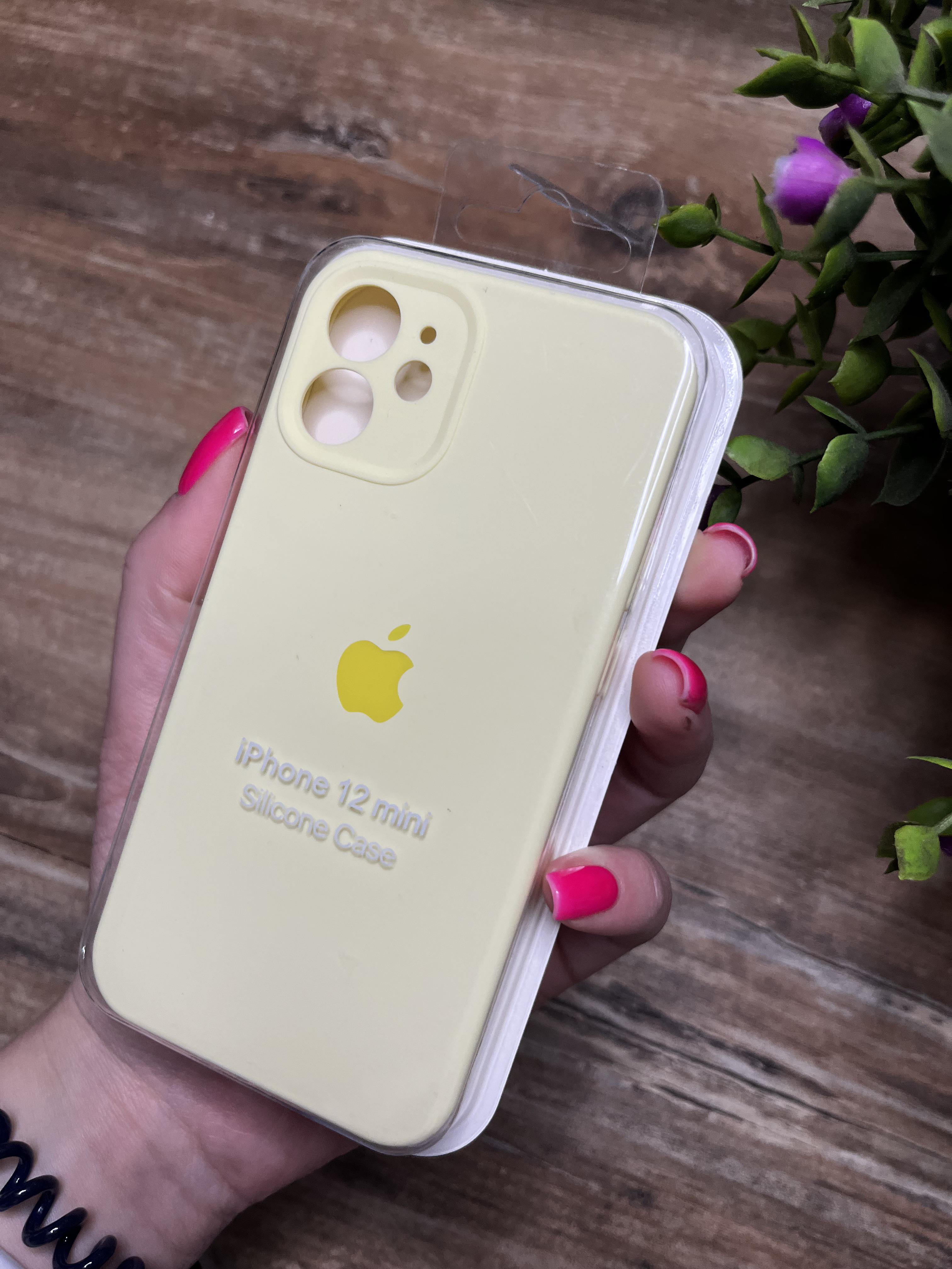 Чехол накладка на iPhone (Айфон) 12 Mini квадратные борта silicone case full camera Apple