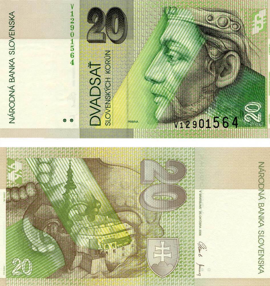 Коллекционная банкнота Словакия 20 крон 2006 UNC (P20g)