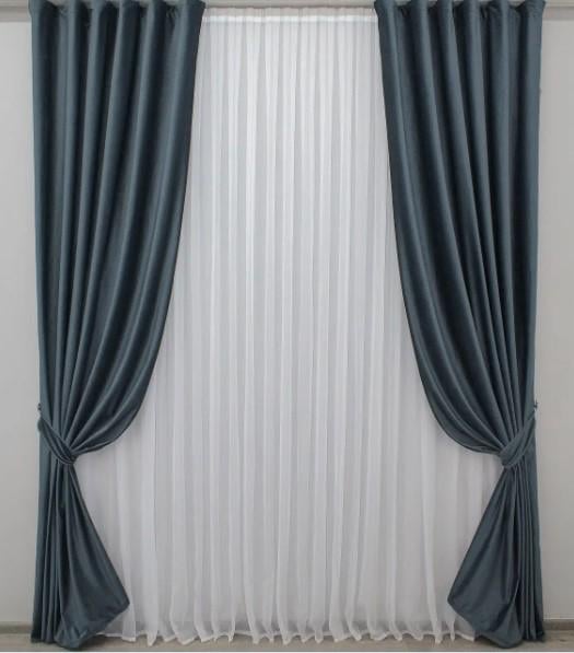 Комплект штор Kadife в гостиную/спальню бархат 1,5х2,7 м 2 шт. Темно-синий (1132ш) Комплект штор Kadife в гостиную/спальню бархат 1,5х2,7 м 2 шт. Темно-синий (1132ш)