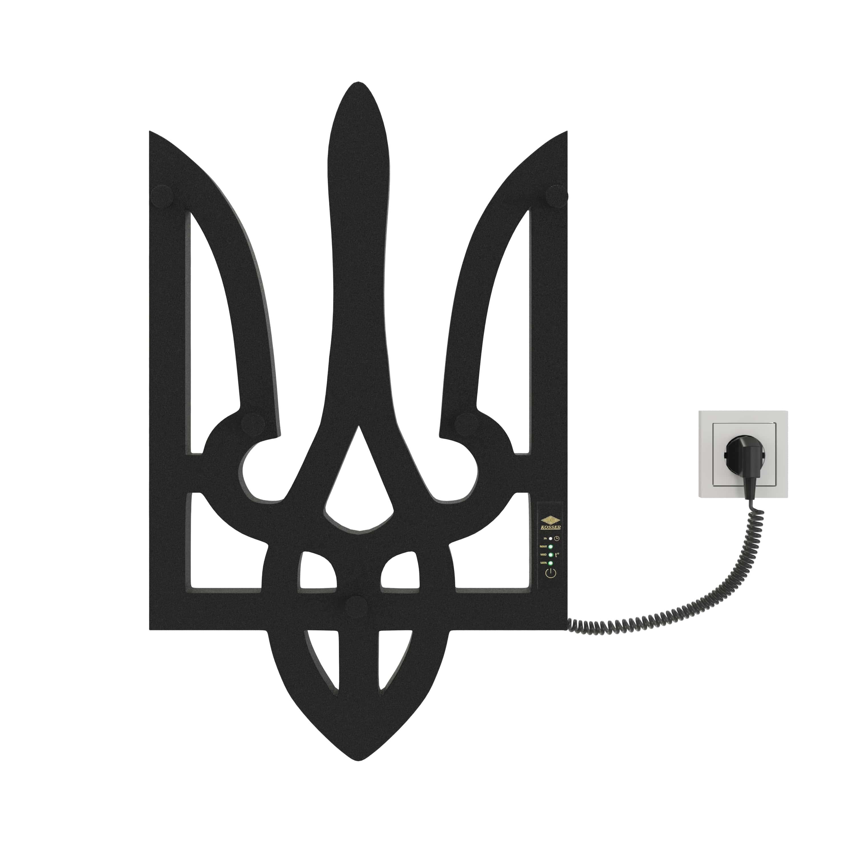 Полотенцесушитель KOSSER Тризуб 600х360 мм ER с таймером Черный (РТ01ER)