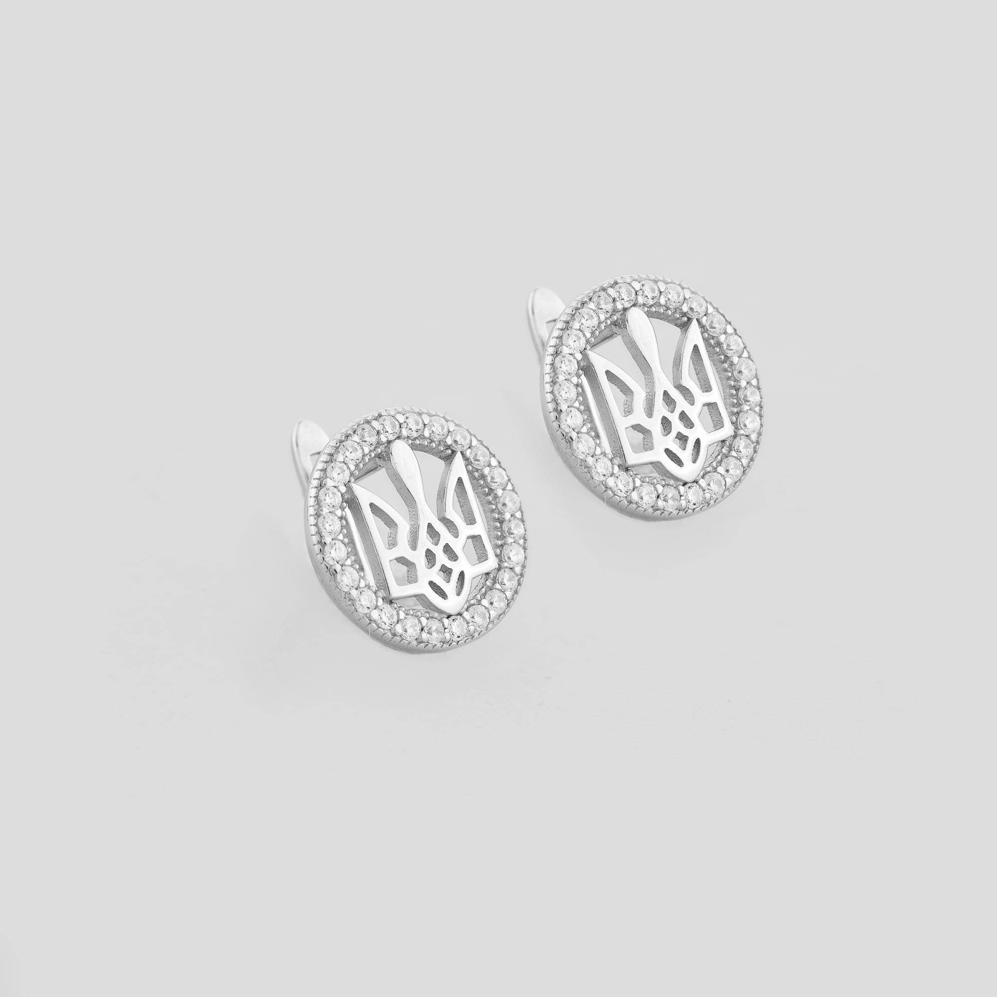 Серебряные серьги Minimal Герб Украины (16579)