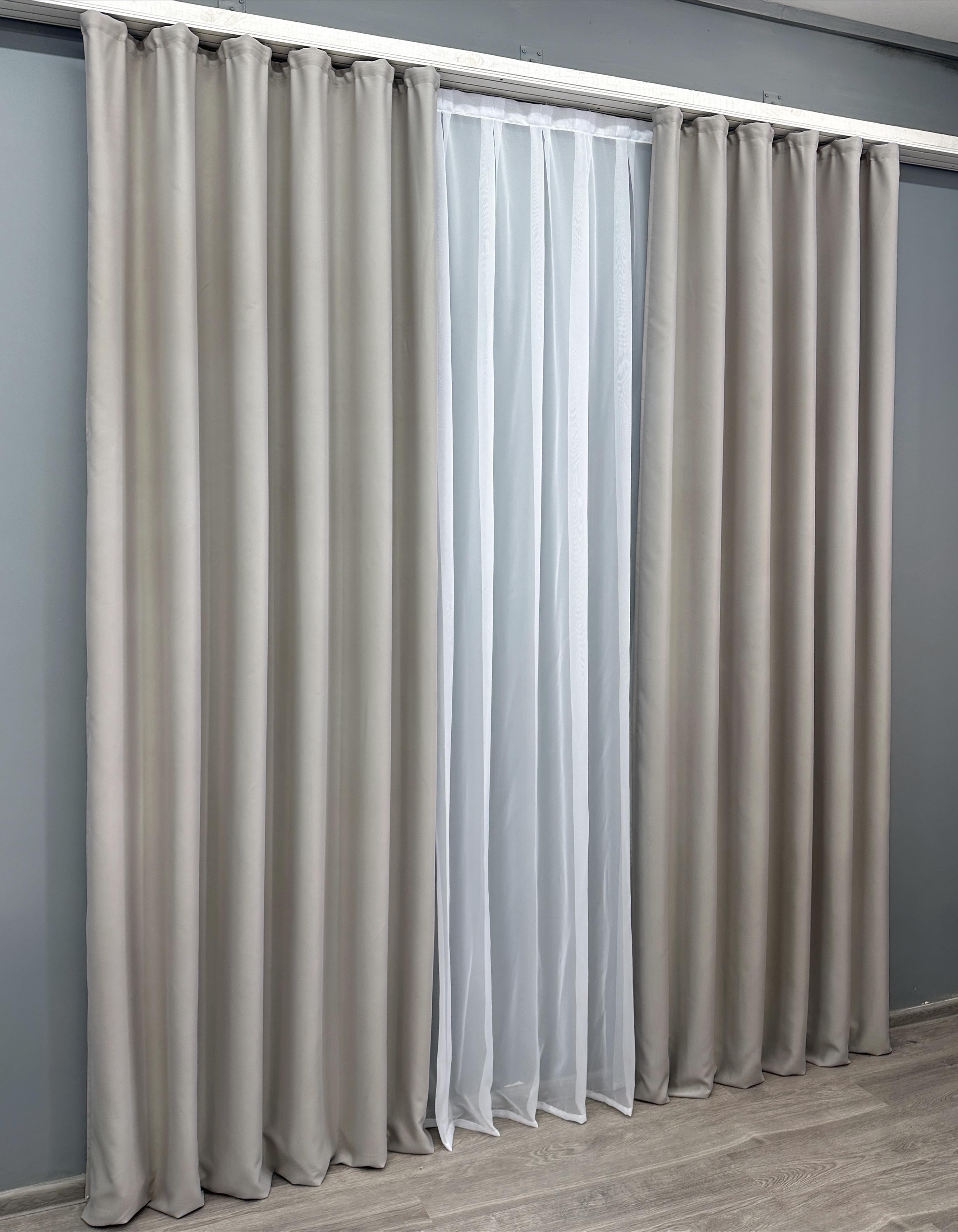 Комплект готових штор VR-Textil Блекаут Midnight №1672ш 150х290 см 2 шт. Сіро-бежевий (33-0612) - фото 3