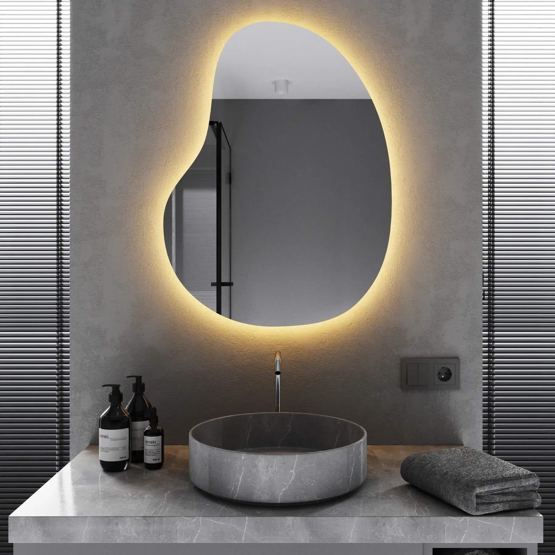 Зеркало для ванной комнаты Mironiks Flow фигурное с фоновой LED-подсветкой 1000x700 мм (FR-MRKS-318858)