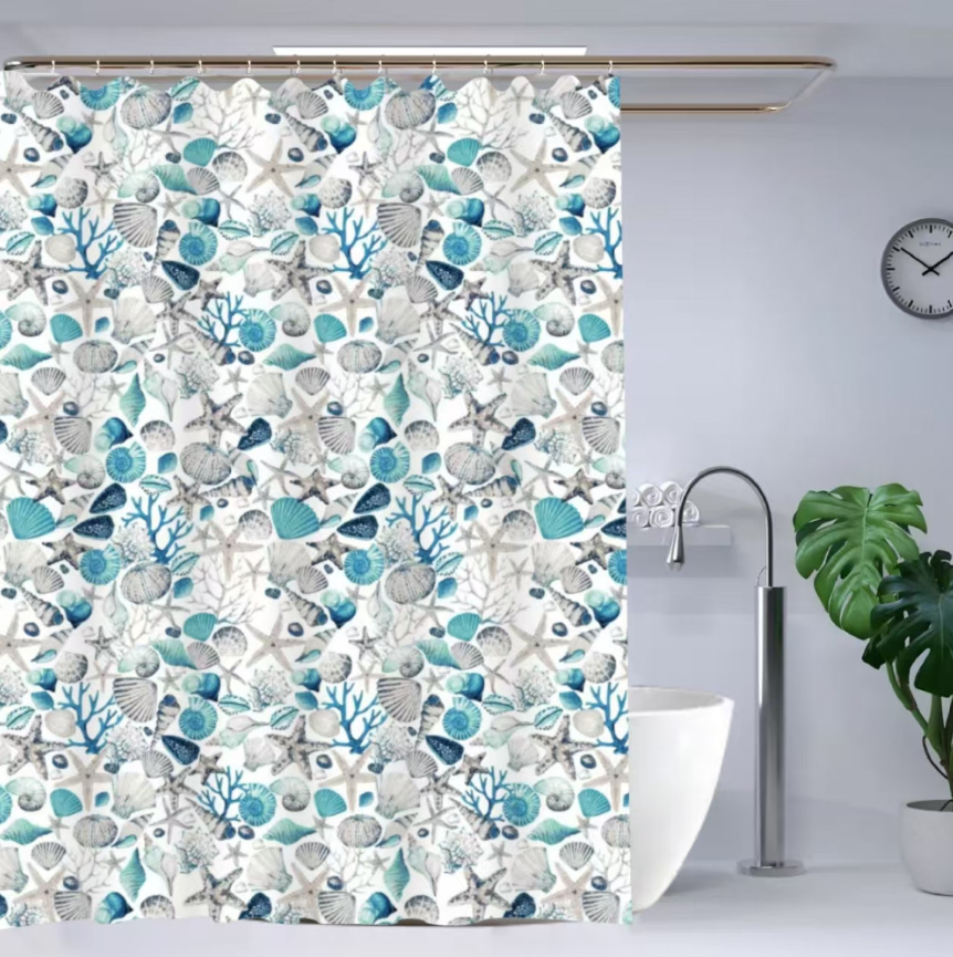 Шторка-занавеска для ванной Eco Fabric Море с люверсами полиэстер 180x180 см (EF-1802-B) Шторка-занавеска для ванной Eco Fabric Море с люверсами полиэстер 180x180 см (EF-1802-B)