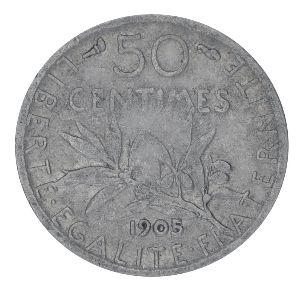 Коллекционная монета Франция 50 сантим 1905 Серебро F-VF (М20806)