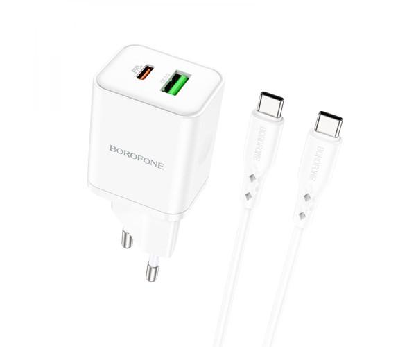 Устройство зарядное сетевое Borofone BN7 PD20W/QC3.0 Type-C To Type-C White Устройство зарядное сетевое Borofone BN7 PD20W/QC3.0 Type-C To Type-C White