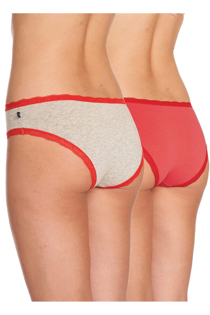 Трусики слип Key р. 5/XL 2 шт. Бежевый/Коралловый (77521)