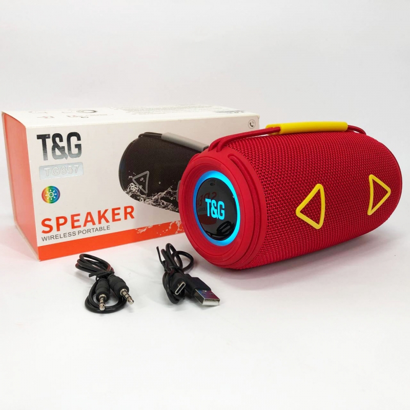 Колонка портативная TG 657 Bluetooth с RGB подсветкой Red (tf4897) - фото 8