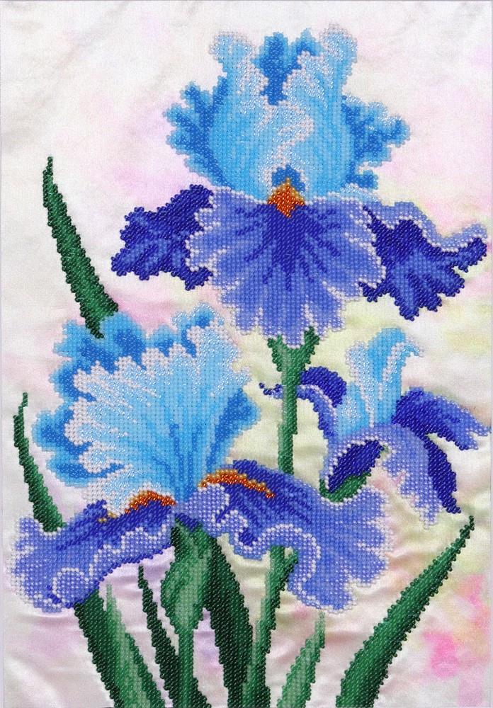 Вышивка бисером Голубые ирисы 22x32 см (ТН-0378)