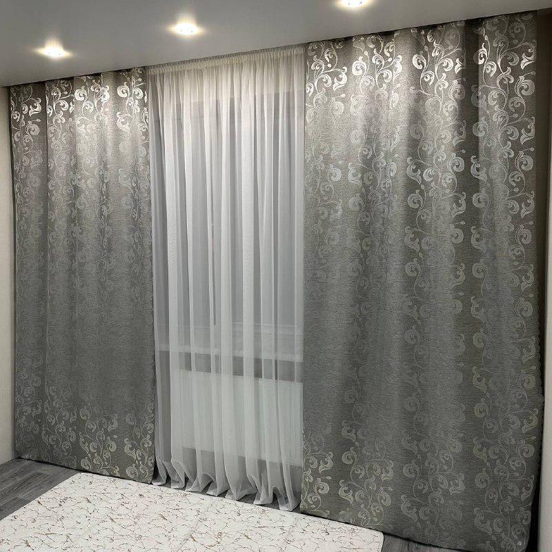 Штори Toscana жаккардові 1,5х2,7 м 2 шт. Сірий - фото 1