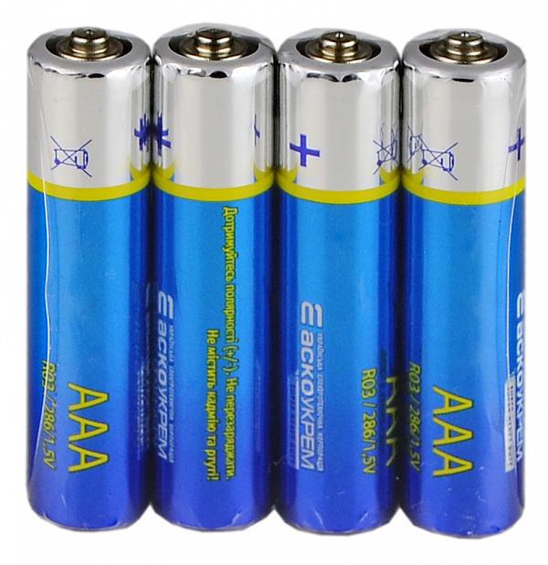 Батарейка сольова АСКО-УКРЕМ AAА/R03/SP4 (29924461) - фото 2 Батарейка сольова АСКО-УКРЕМ AAА/R03/SP4 (29924461) - фото 2