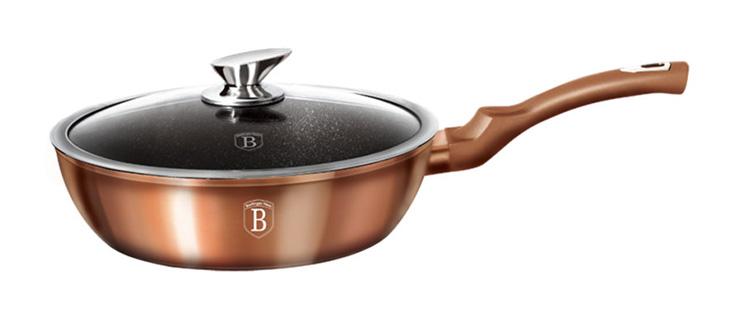 Глибока сковорода Berlinger Haus Rose Gold Ø 24 см 2,3 л з кришкою індукційна з антипригарним покриттям (BH-1517N)