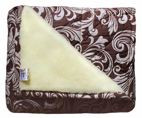 Одеяло евро из овечьей шерсти Лери Макс Узоры на коричневом