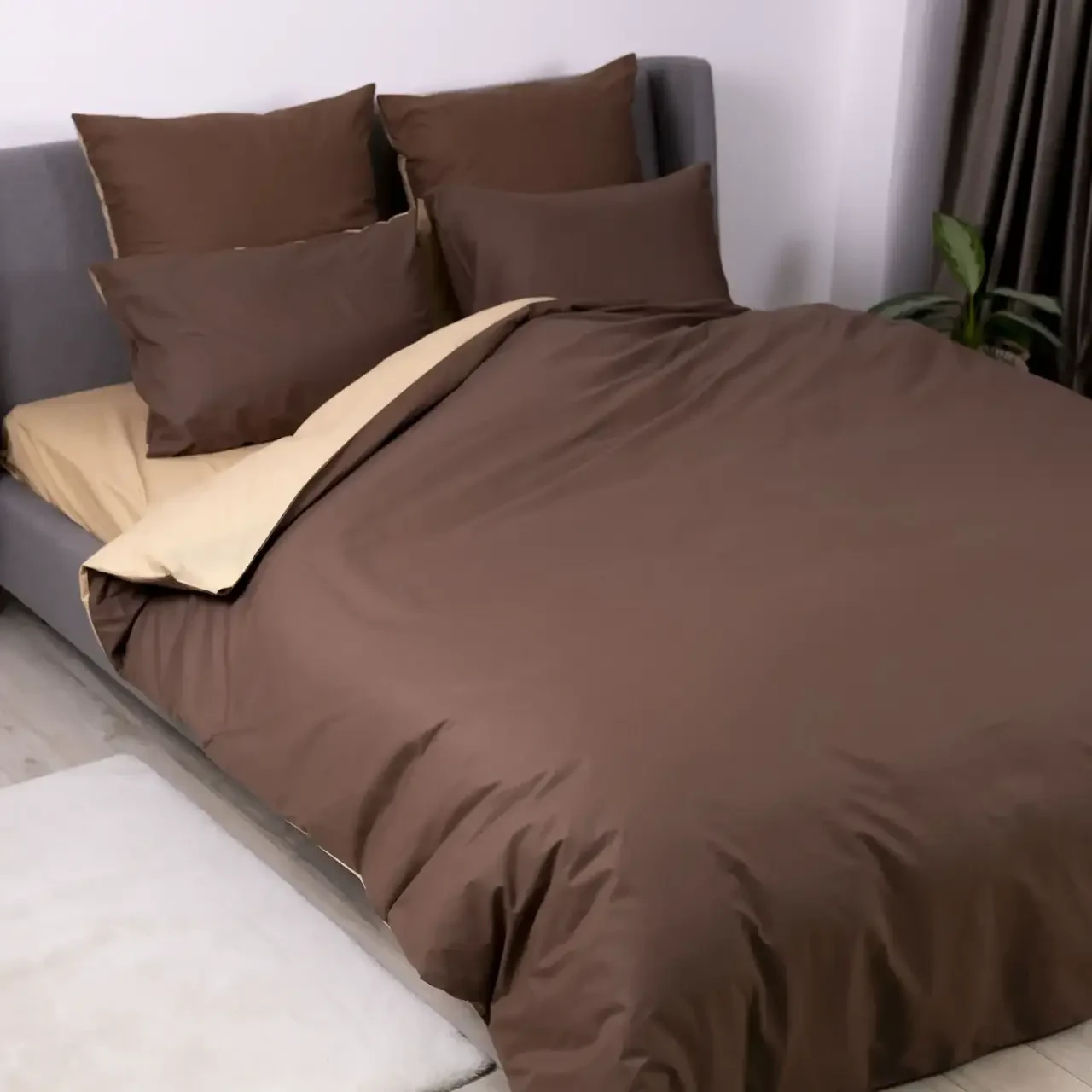 Комплект постельного белья Nature`s Nest полуторный ранфорс 150х215 см/наволочки 2 шт. 50х70 см Коричневый - фото 2