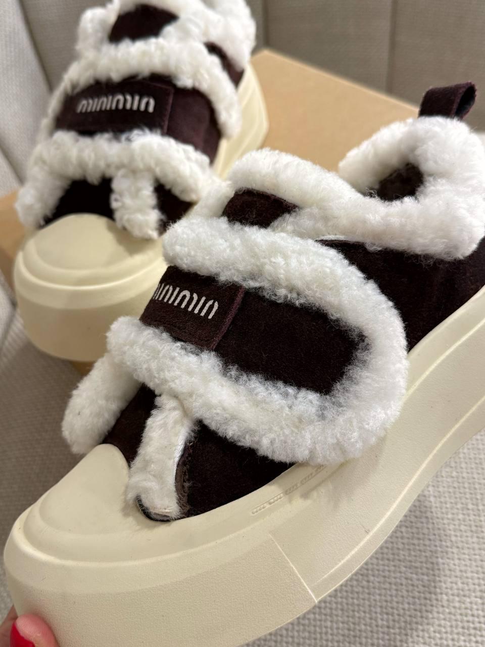 Кеди жіночі Hengji 15-6 з хутром та опушкою на липучці р. 41 Коричневий (5326) - фото 9