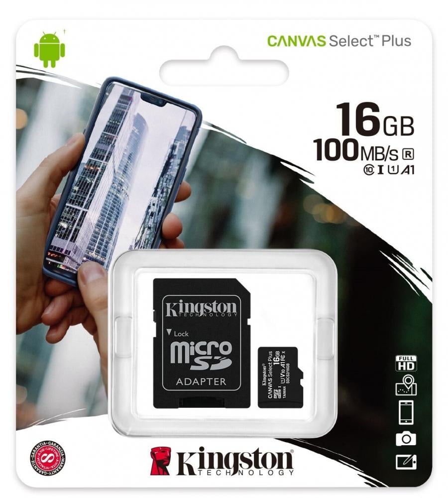 Карта памяти Kingston 16Gb micro SD Class 10 Canvas Select Plus - фото 2