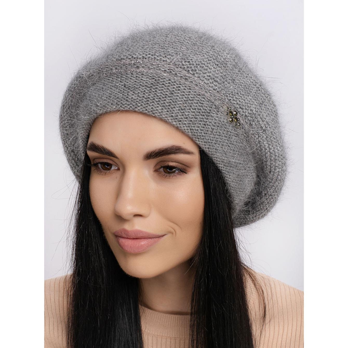 Берет женский ангоровый Leks Чаривниця one size Серый