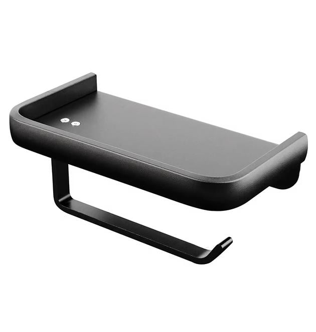 Держатель-органайзер металлический Metal для туалетной бумаги с полочкой в ванную без сверления Черный - фото 1 Держатель-органайзер металлический Metal для туалетной бумаги с полочкой в ванную без сверления Черный - фото 1