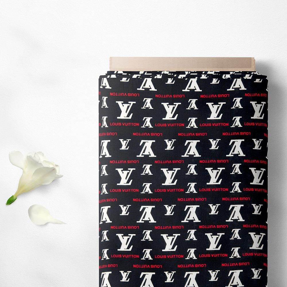 Тканина плательна віскоза штапель Бренд 115 гр/м2 Louis Vuitton чорний