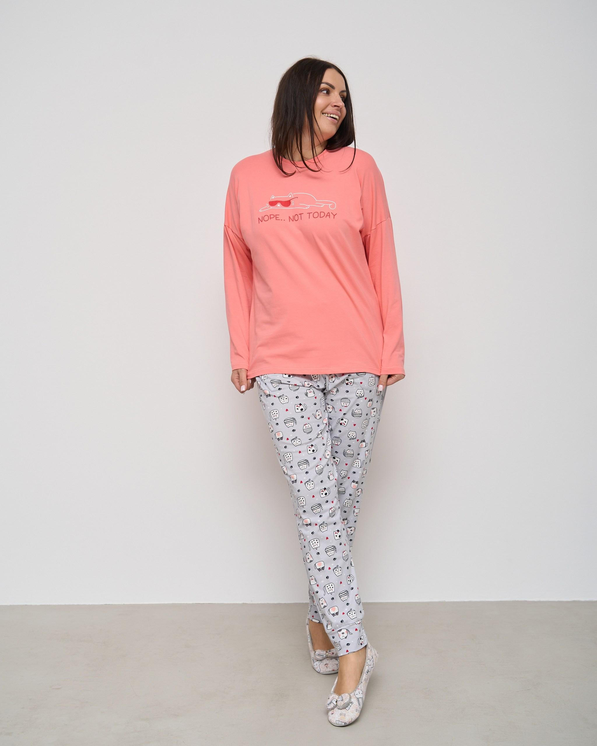 Пижама батальная со штанами Not today Котики 2XL Коралловый (20053) Пижама батальная со штанами Not today Котики 2XL Коралловый (20053)