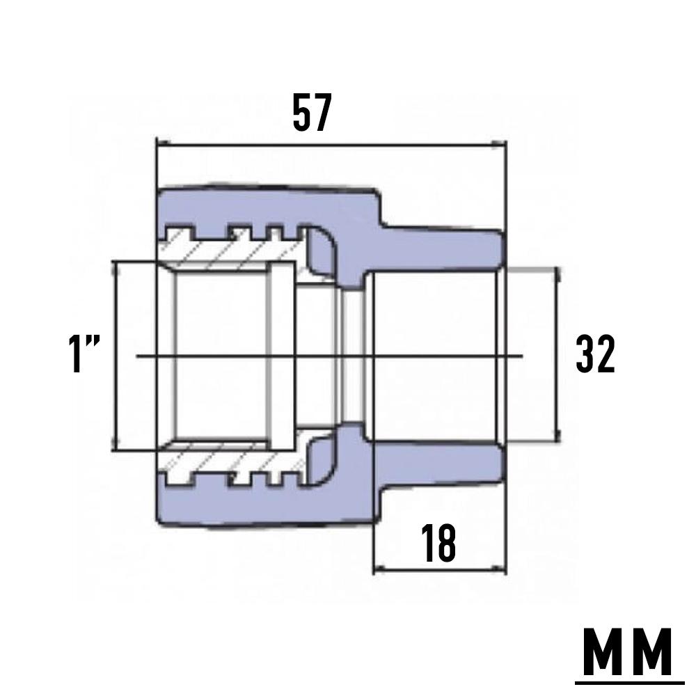 Муфта з металевим внутрішнім різьбленням Wavin PP-R 32 мм 1" - фото 2