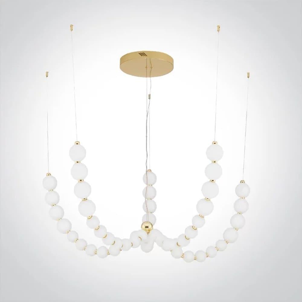 Люстра из серии Perla SG010/5 на 5 дуг с 3-мя световыми режимами Латунь/Белый