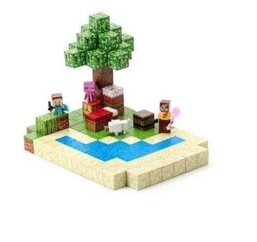 Конструктор магнитный Minecraft Пляж 128 шт./4 фигурки (005/2)