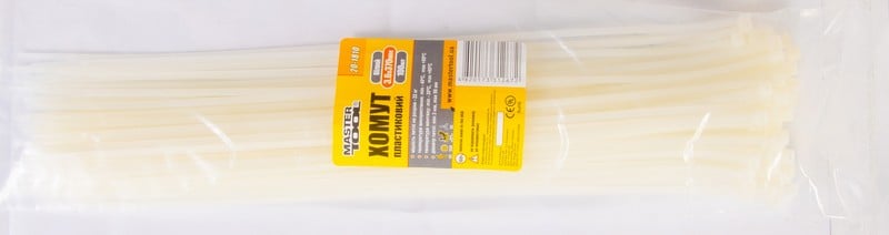 Хомут пластиковый MasterTool 3,6х370 мм 100 шт. Белый (20-1810)