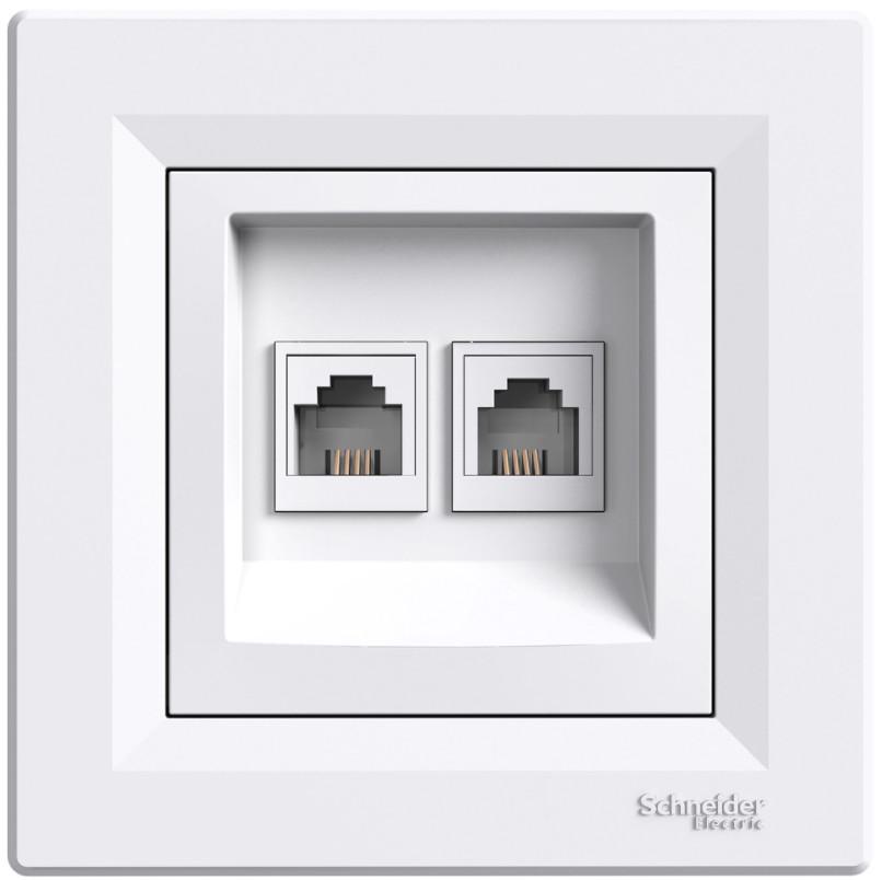 Розетка телефонна Schneider Electric Asfora RJ11 с рамкой ABS Белый (EPH4200121)