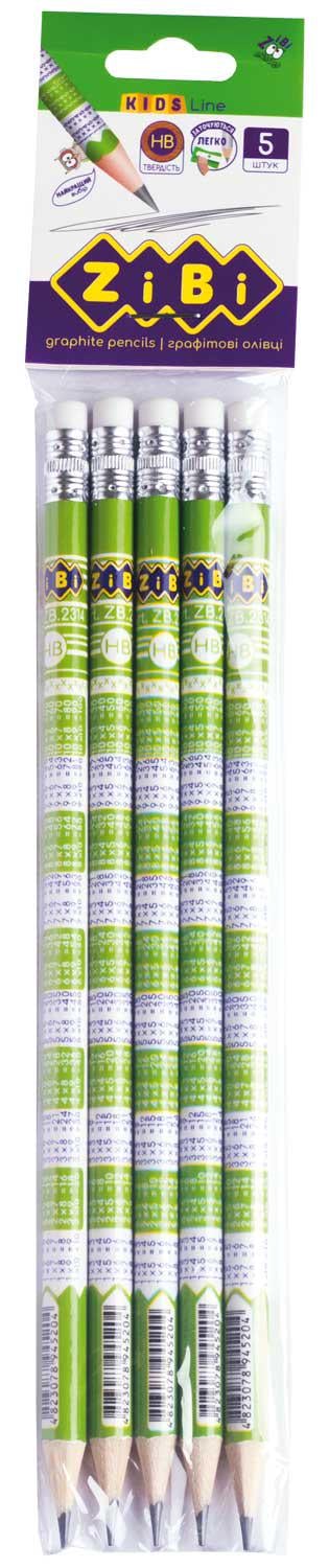 Олівець графітовий ZiBi Table HB з гумкою 5 шт. (MTT-94642)