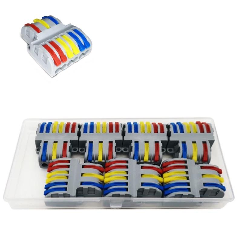 Набір клем Tactix 0,08-4 мм2 32А 1-3+1-3+1-3 розгалужувач одинарний 39х33,1х14,5 мм 7 шт. Різнокольоровий (SPL-63-7box)