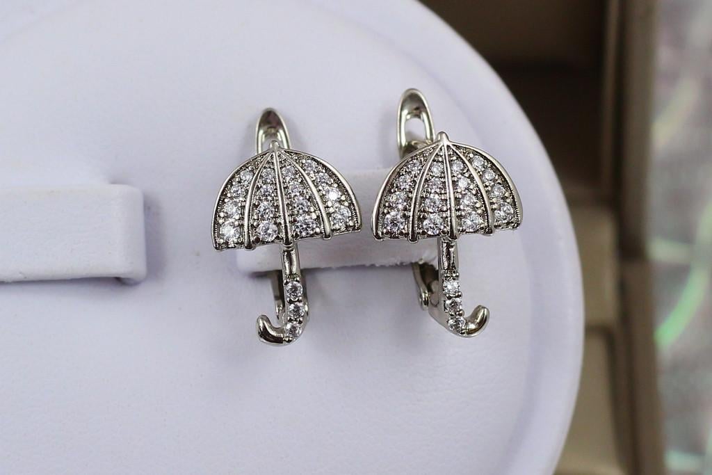 Серьги Xuping Jewelry Зонтик 1,6 см Серебристый (1833852797)