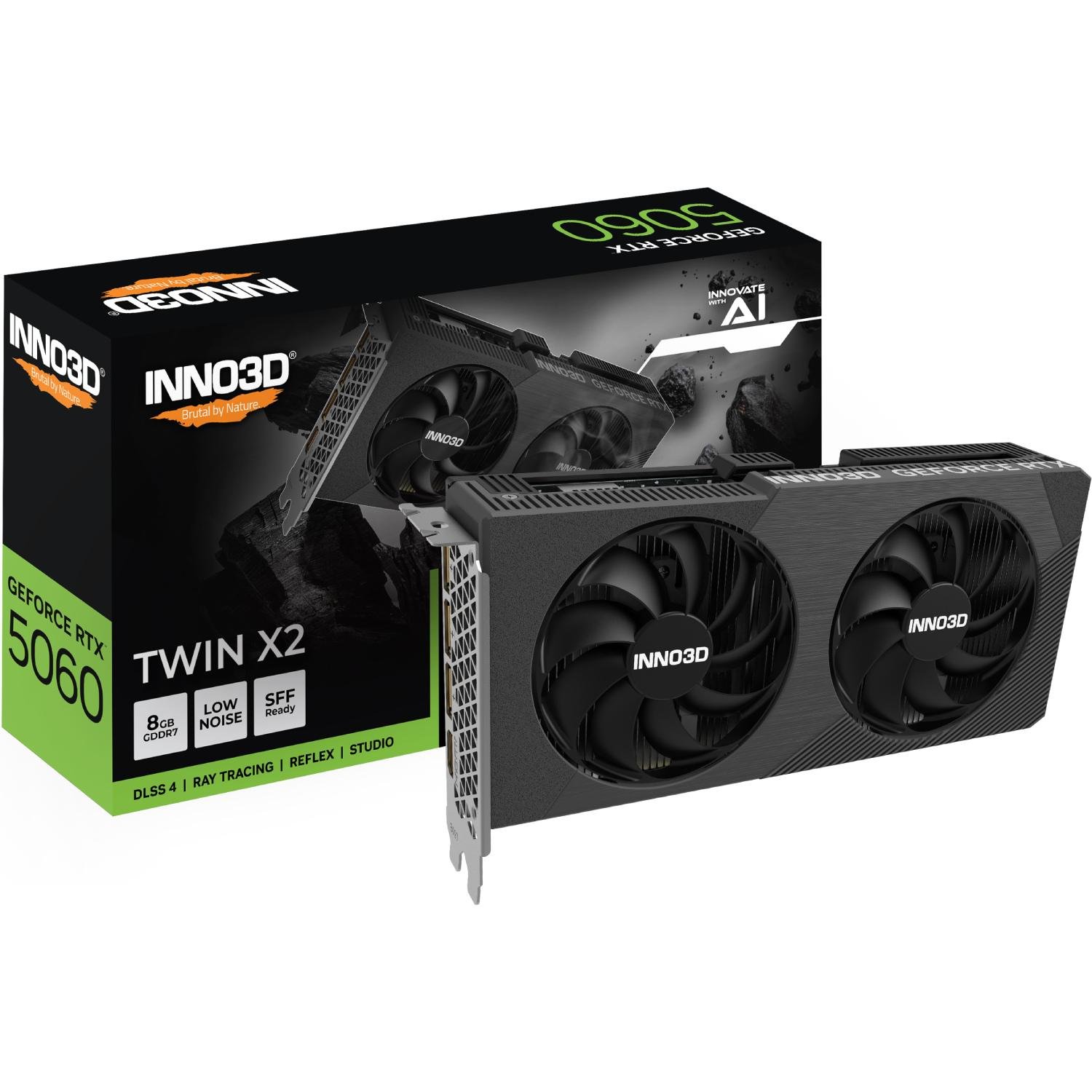 Відеокарта Inno3D TWIN X2 GeForce RTX5060 8 GB GDDR7 128bit PCI Express 5.0 Black (N50602-08D7-195071N) - фото 3 Відеокарта Inno3D TWIN X2 GeForce RTX5060 8 GB GDDR7 128bit PCI Express 5.0 Black (N50602-08D7-195071N) - фото 3