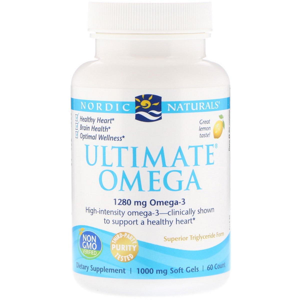 Рыбий жир вкус лимона Nordic Naturals Ultimate Omega Lemon 1280 мг 60 капсул (NOR01790)