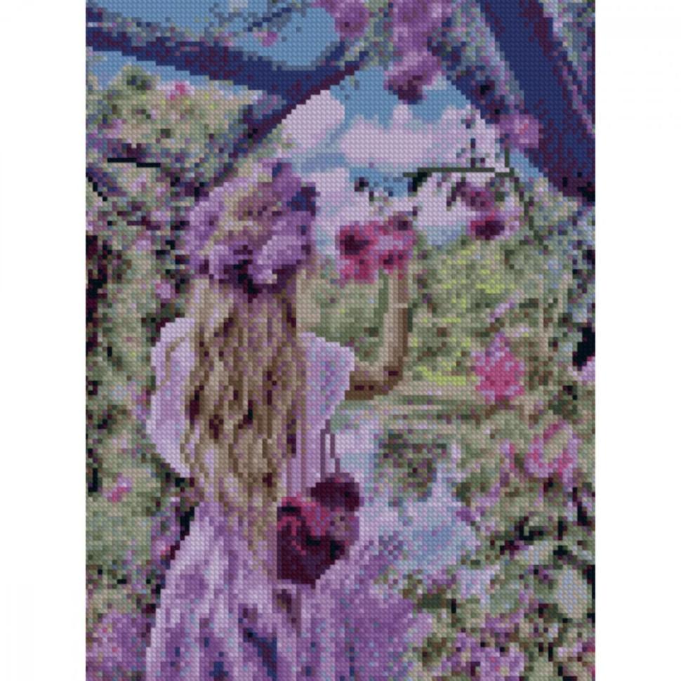 Алмазная мозаика Strateg Девушка-весна 30х40 см (HX065)