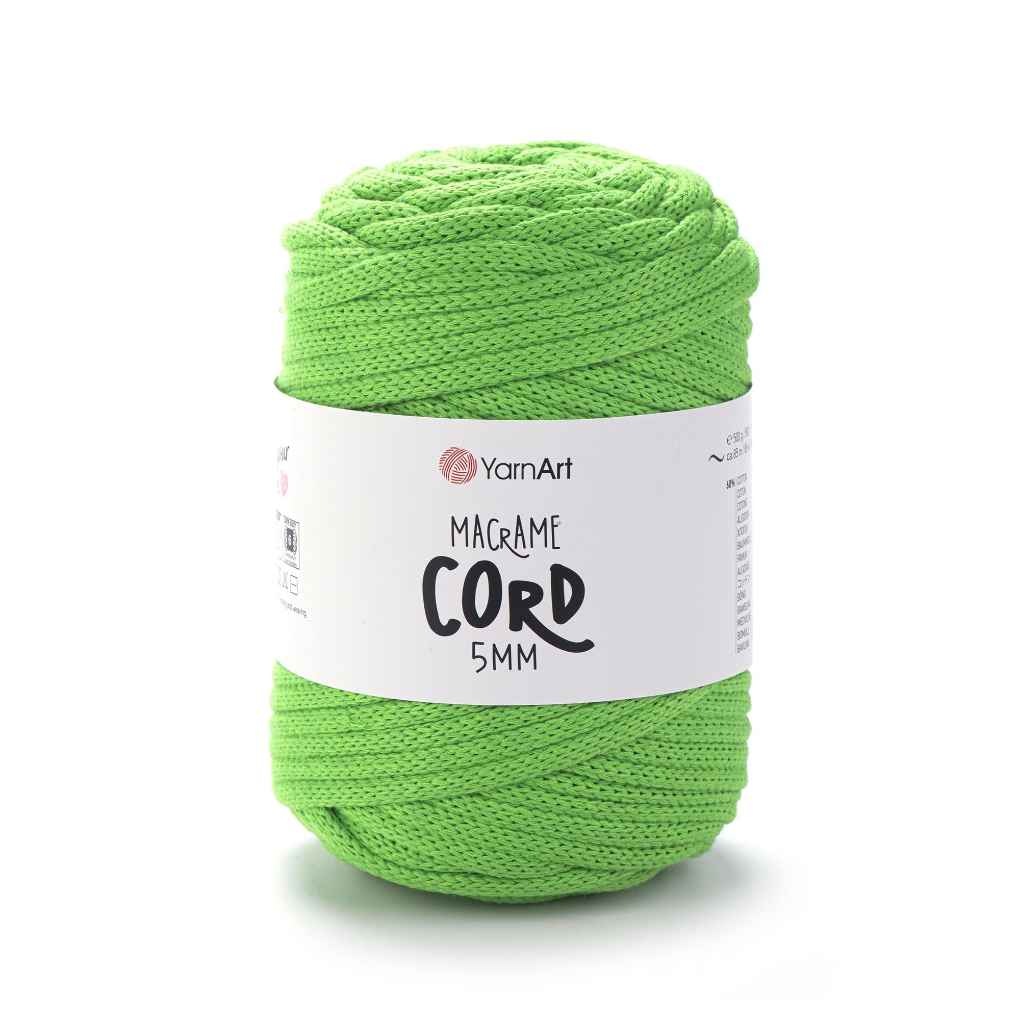Шнур плетений Macrame Cord з сердечником 5 мм Яскраво-зелений №802 (2298010505)